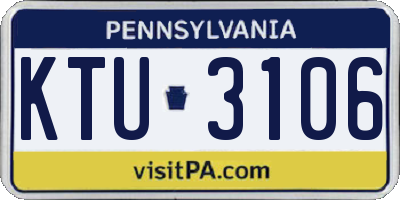 PA license plate KTU3106