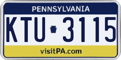 PA license plate KTU3115