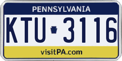 PA license plate KTU3116