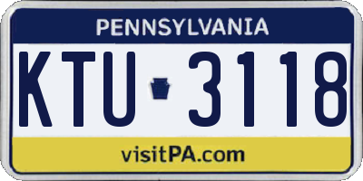 PA license plate KTU3118