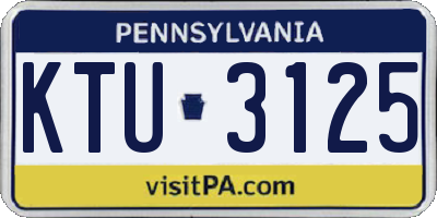 PA license plate KTU3125