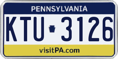 PA license plate KTU3126