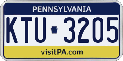 PA license plate KTU3205