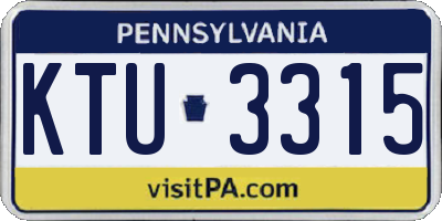PA license plate KTU3315
