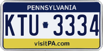 PA license plate KTU3334