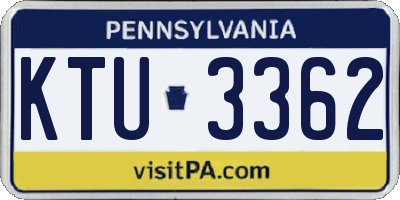 PA license plate KTU3362
