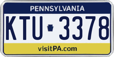 PA license plate KTU3378