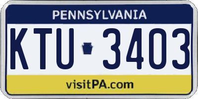 PA license plate KTU3403