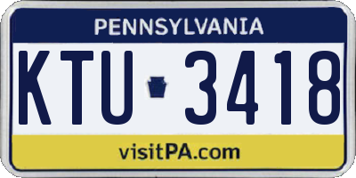 PA license plate KTU3418