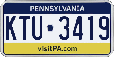 PA license plate KTU3419