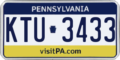 PA license plate KTU3433