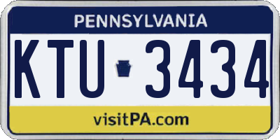 PA license plate KTU3434
