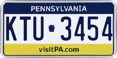 PA license plate KTU3454