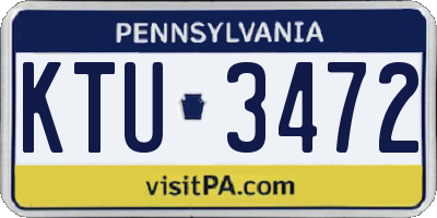PA license plate KTU3472