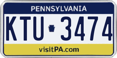 PA license plate KTU3474