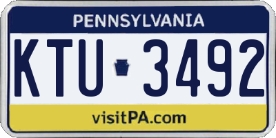 PA license plate KTU3492