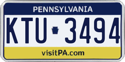PA license plate KTU3494