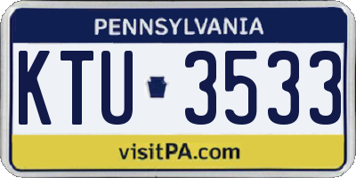 PA license plate KTU3533