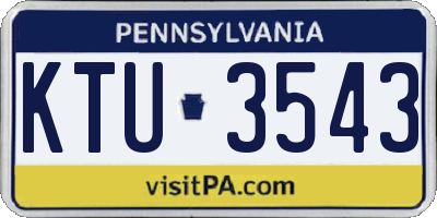 PA license plate KTU3543