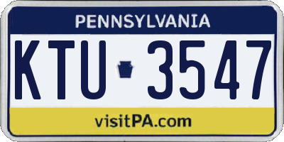 PA license plate KTU3547