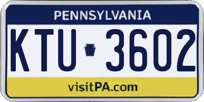 PA license plate KTU3602