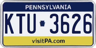 PA license plate KTU3626