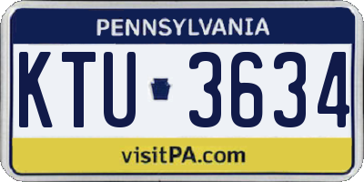PA license plate KTU3634