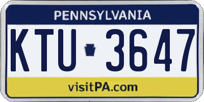 PA license plate KTU3647
