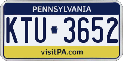 PA license plate KTU3652