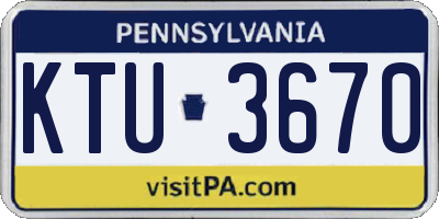 PA license plate KTU3670