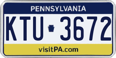 PA license plate KTU3672
