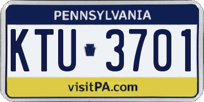 PA license plate KTU3701