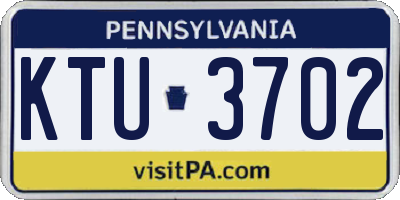 PA license plate KTU3702