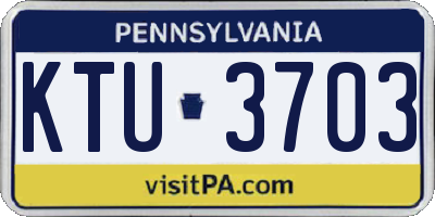 PA license plate KTU3703