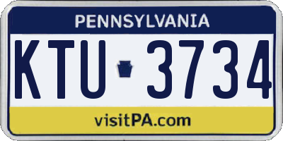PA license plate KTU3734