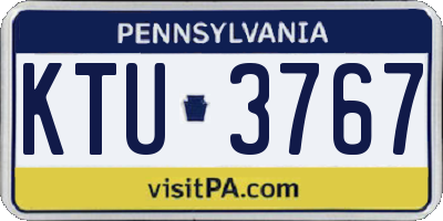 PA license plate KTU3767
