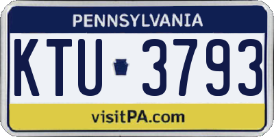 PA license plate KTU3793