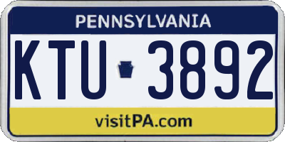 PA license plate KTU3892