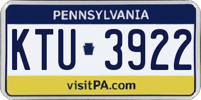 PA license plate KTU3922