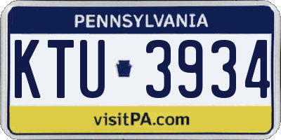 PA license plate KTU3934