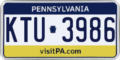 PA license plate KTU3986