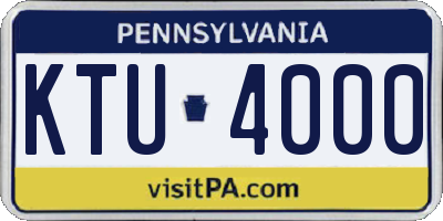 PA license plate KTU4000