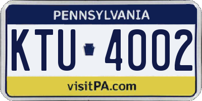 PA license plate KTU4002