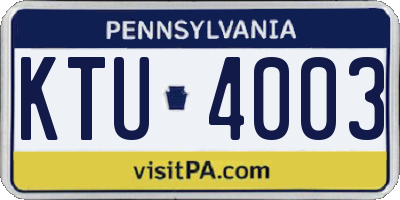 PA license plate KTU4003