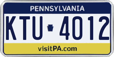 PA license plate KTU4012
