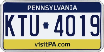 PA license plate KTU4019