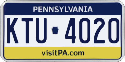 PA license plate KTU4020