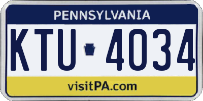 PA license plate KTU4034