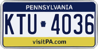 PA license plate KTU4036