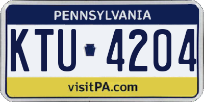 PA license plate KTU4204